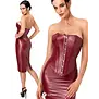 Noir Handmade Dark Romance powerwetlook midi jurk bordeauxrood met corset constructie