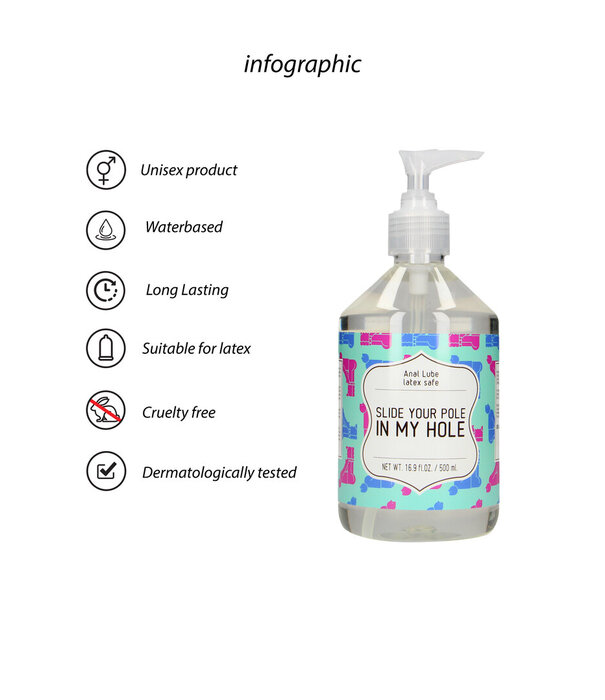 S-Line by Shots Slide Your Pole In My Hole - Waterbased Lubricant - 17 fl oz / 500 ml