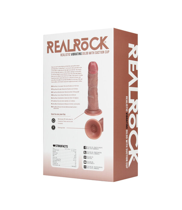RealRock by Shots Vibrerende Reguliere Gebogen Cock - 6 / 15,5 cm - Tan