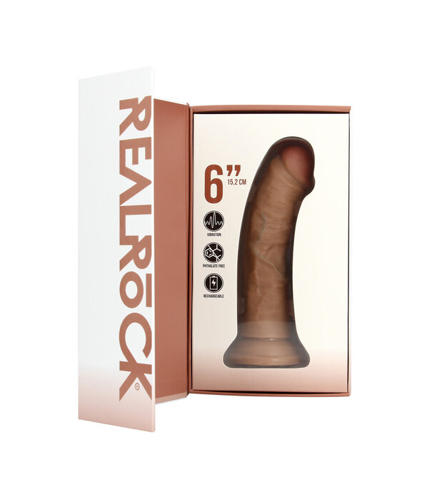 RealRock by Shots Vibrerende Reguliere Gebogen Cock - 6 / 15,5 cm - Tan