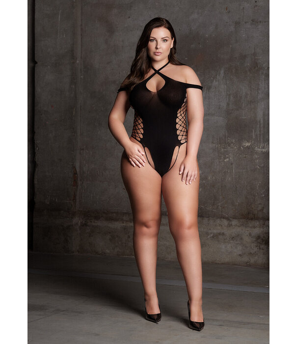 Le Désir by Shots Leda XIII - Body met Kruzige Halslijn en Off Shoulder Bandjes - Plus Size