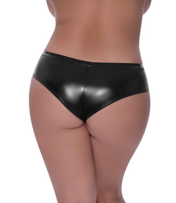 Magic Silk Low Rise Split Crotch Boy Short - 2X - Zwart