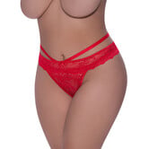 Peek-a-Boo Cheeky Panty - 2X - Rood