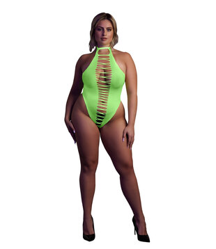 High-Cut Body - Plus Size - Neon Groen