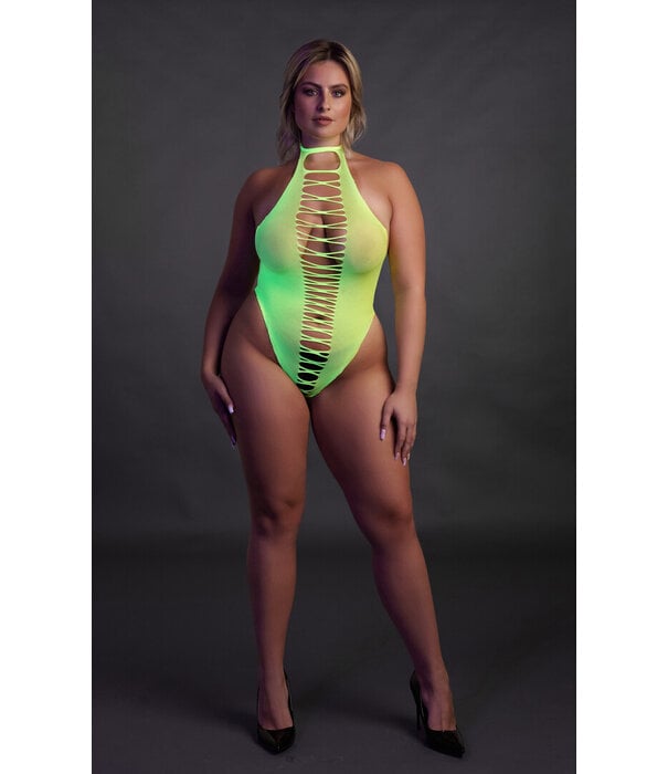 Ouch! by Shots High-Cut Body - Plus Size - Neon Groen