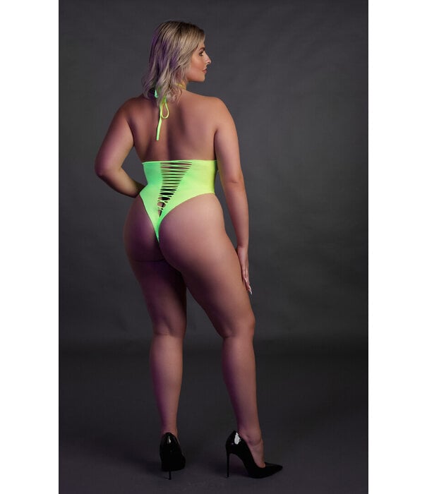 Ouch! by Shots High-Cut Body - Plus Size - Neon Groen