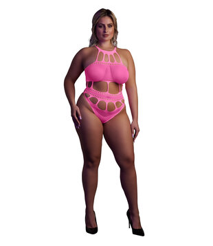 Body met Griekse Halslijn - Grote Maten - Neon Roze