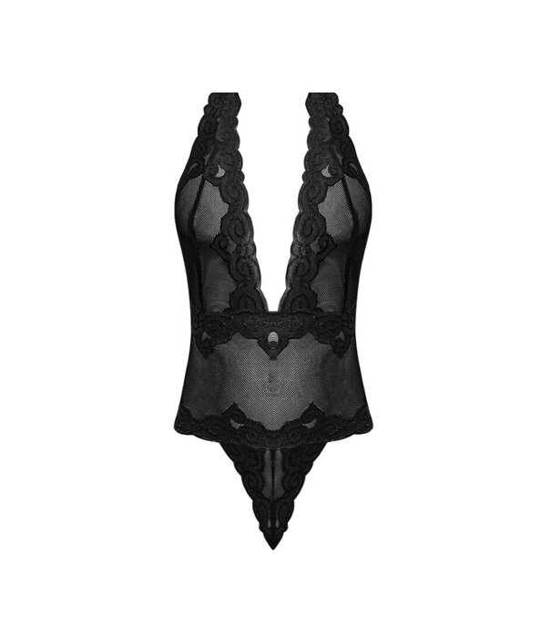 Magic Silk Deep Look Halter Teddy - S/M - Zwart