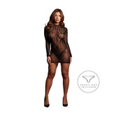 Roxy - Sexy Leopard Mesh Cheeky Dress - One Size - Black