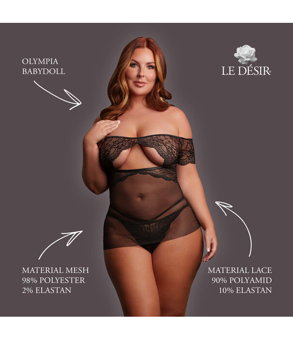 Le Désir by Shots Olympia - Babydoll - Queen Size - Black