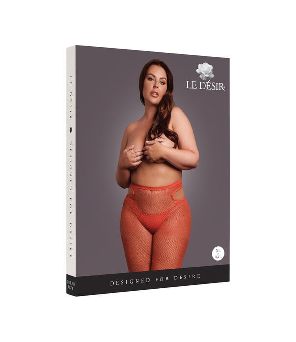 Le Désir by Shots Glanzende Cut-Out Panty’s - Plus Size - Rood/Gouden Glitter