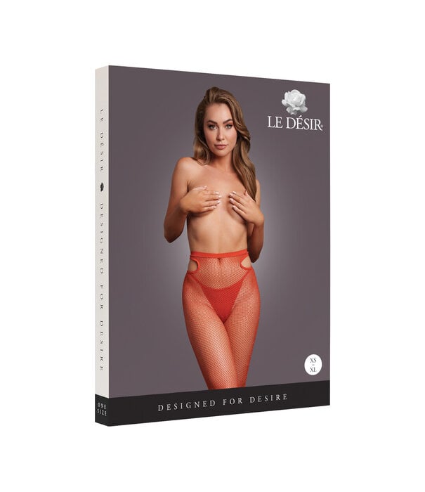 Le Désir by Shots Glanzende Cut-Out Panty - One Size - Rood/Goud Glitter