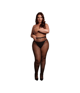 Glanzende Cut-Out Panty’s - Plus Size - Zwart/Goud Glitter