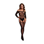 Glanzende Off the Shoulder Bodystocking - One Size - Zwart/Goud Glitter