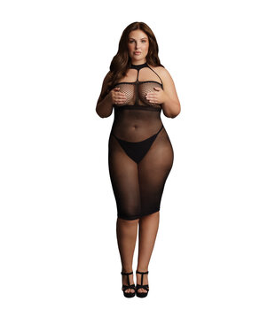 Hoge Hals Jurk - Plus Size