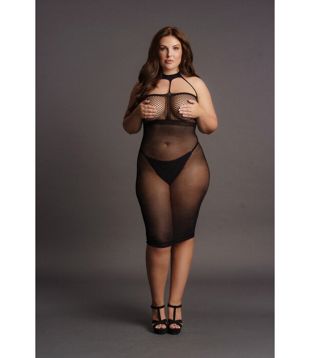 Le Désir by Shots Hoge Hals Jurk - Plus Size