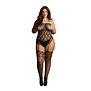 Bandeau, Crotchless Teddy met Kousen - Plus Size