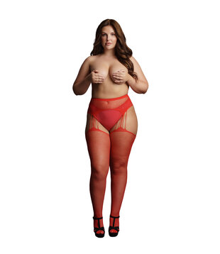 Suspenders met rhinestones panty - Plus Size