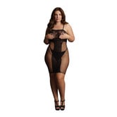 Knie-lange Kant- en Visnetjurk - Plus Size