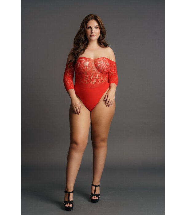 Le Désir by Shots Crotchless Rhinestone Teddy - Plus Size
