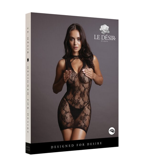 Le Désir by Shots Hoge Hals Kant Mini Jurk - Één Maat
