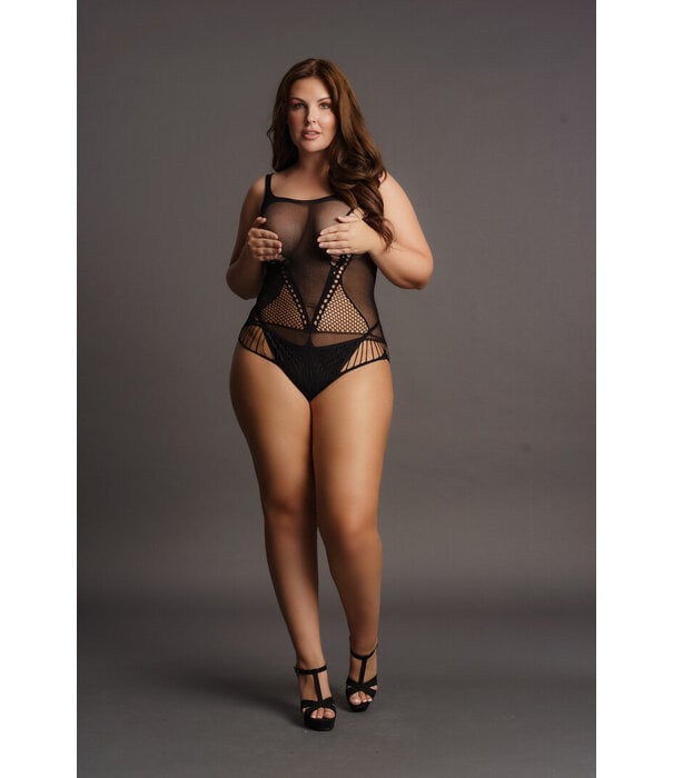 Le Désir by Shots Contrast Net Teddy - Plus Size