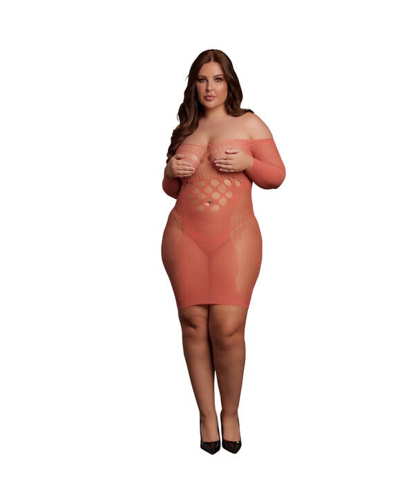 Le Désir by Shots Langarm Net Mini Jurk - Queen Size