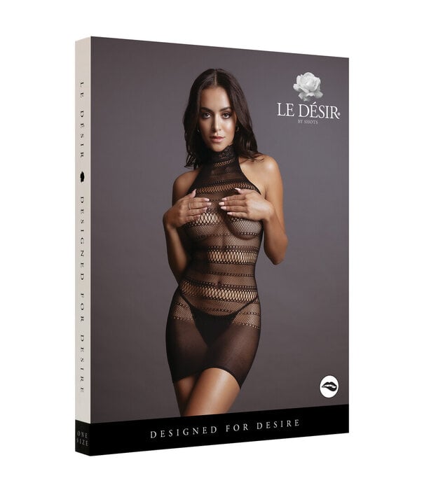 Le Désir by Shots Hoge Kant Nek Net Mini Jurk - One Size