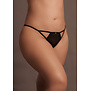 Julie - Elastische Net Thong met Open Kruis, Verstelbare Sliders en Gouden Details - Plus Size