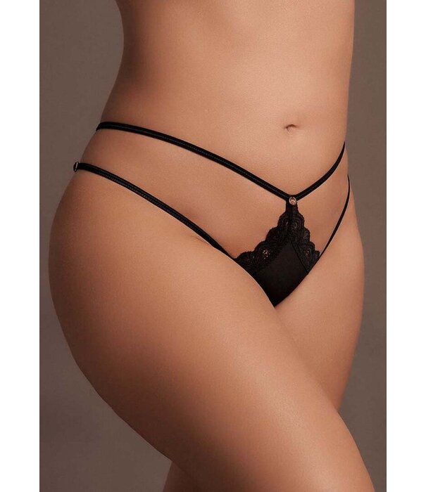 Le Désir by Shots Ami - Tanga met Verstelbare Sliders en Gouden Details - Plus Size