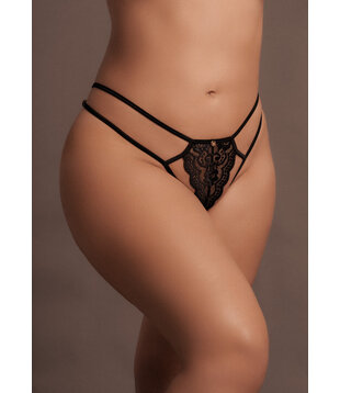Faye - Kant Tanga met Verstelbare Sliders en Gouden Details - Plus Size