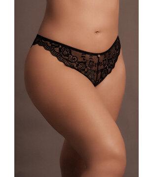 Zoé - Elastische Lace Slip met Rugveters en Gouden Details - Plus Size