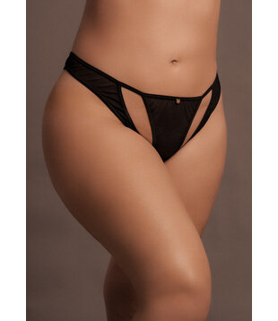 Milou - Elastische Mesh Slip met Open Kruideniers en Gouden Details - Plus Size