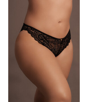 Claire - Elastische Kant Slip met Gouden Details - Plus Size