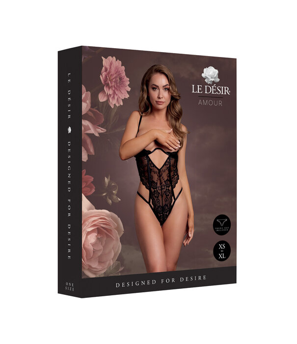 Le Désir by Shots Body met open cups van kant, beugel en verstelbare schuivers - Zwart
