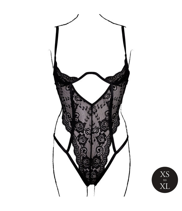 Le Désir by Shots Body met open cups van kant, beugel en verstelbare schuivers - Zwart