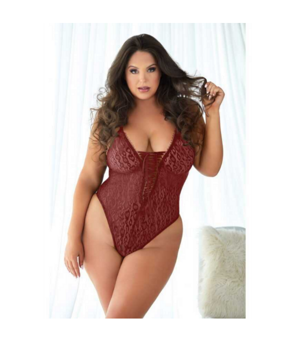 Allure Kanten Luipaard Teddy met Kanten Detail - 2X/3X