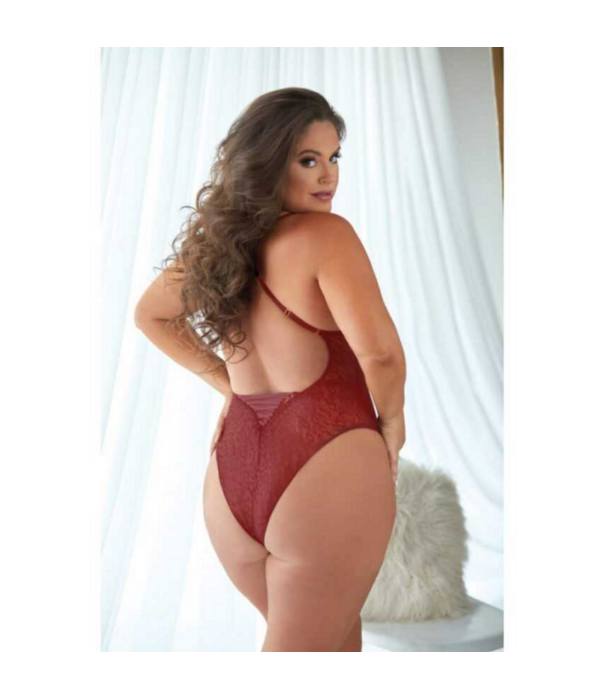 Allure Kanten Luipaard Teddy met Kanten Detail - 2X/3X