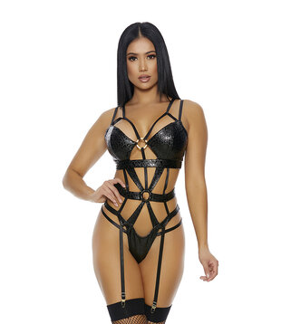 X Marks The Spot Cheetah Print Teddy - XL - Zwart