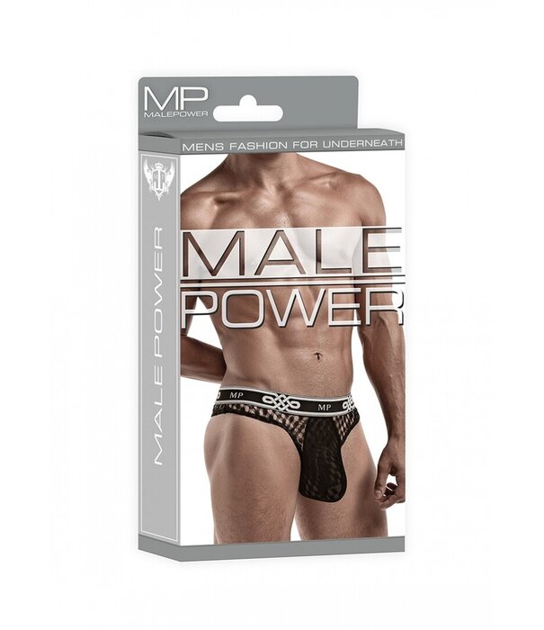 Male Power Lo Rise Thong - S/M - Zwart