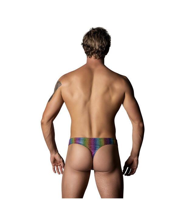 Male Power Tanga met Voorzak en Kobalt Cockring - S/M - Regenboog