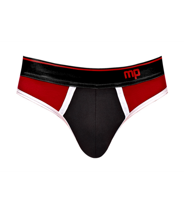 Male Power Panel Thong - L/XL - Zwart/Rood