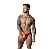 Open Ring Thong met Kobalt Cockring - S/M - Rood