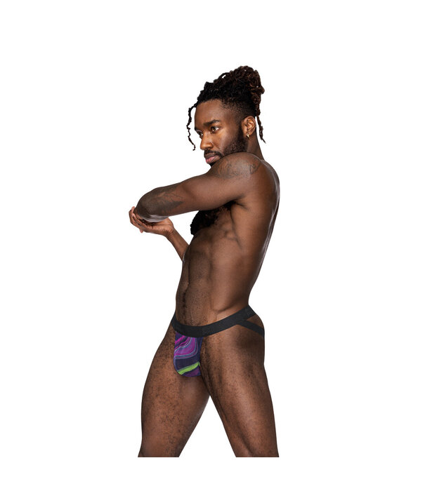Male Power Strappy Jock met Zwarte Cockring - L/XL - Galactische Swirl