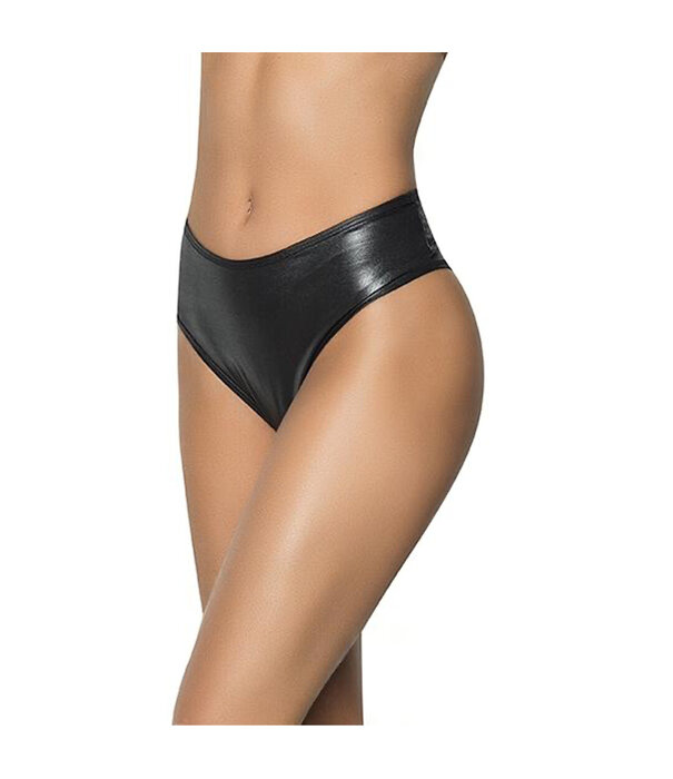 Mapalé Hoge Taille Gerimpelde Achterpanty - S/M - Glanzend Zwart