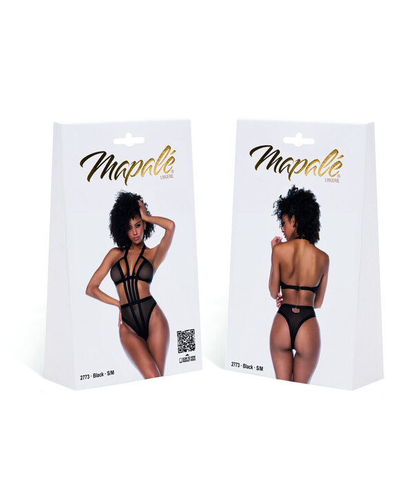 Mapalé Pretty Little Rocker - Mesh Halter Bodysuit - S/M - Zwart