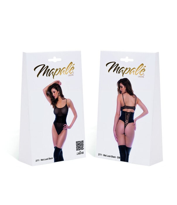 Mapalé Rock Star - Cincher Bodysuit - L/XL - Glanzend Zwart