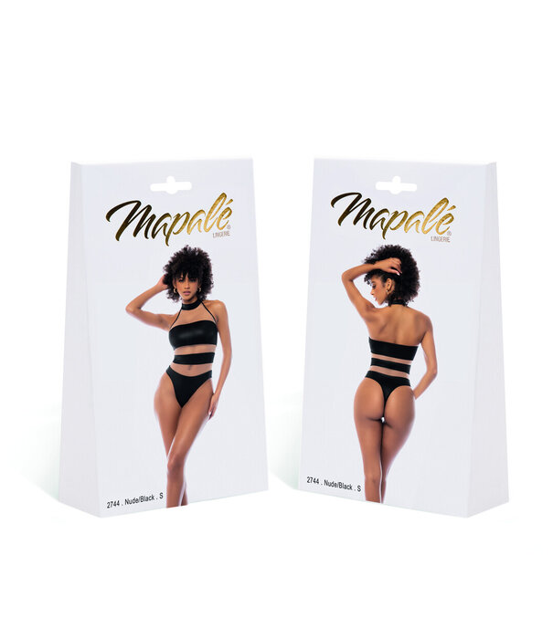 Mapalé Halter Bodysuit - XL - Nude/Zwart