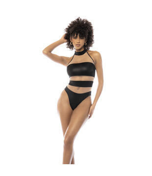 Halter Bodysuit - M - Nude/Zwart