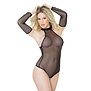 Fetish Visnet Teddy met Handschoenen - Plus Size